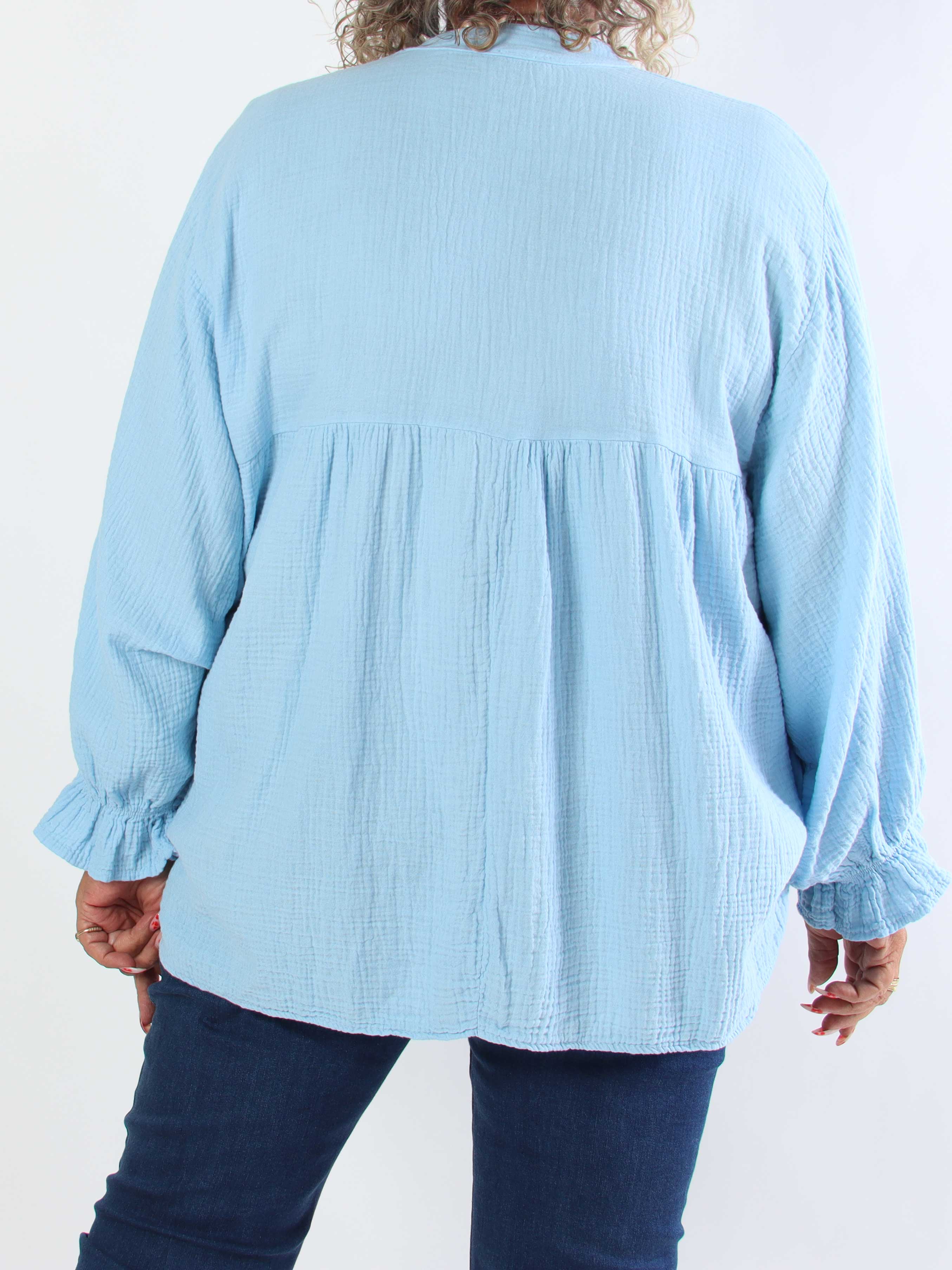 Diva Plain - Plus size tunikaskjorte i blødt musselin-stof